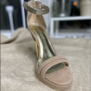 Faux Suede Blush Gold Plated Stilettos